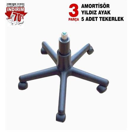 OFİS KOLTUĞU 5 TEKERLİ YILDIZ AYAK VE AMORTİSÖR SET BÜRO ŞEF SANDALYESİ YEDEK PARÇALARI UNİVERSAL