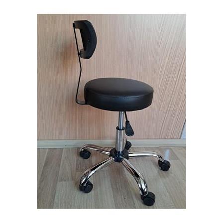 Ofis Kasiyer Taburesi Metal Ayak Tekerlekli Sırt Dayama Eczane Laboratuvar Büro Çalışma Koltuğu