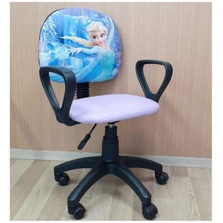 Karlar ülkesi Elsa Frozen Desenli Çocuk Odası Ders Çalışma Koltuğu Tekerlekli Amortisörlü Kumaş