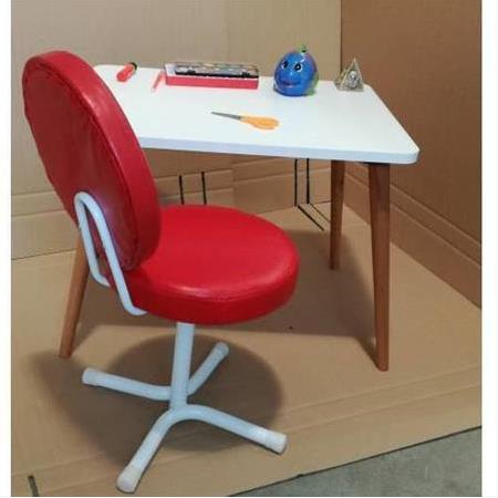 İlk Ofisim Çocuk Ders Çalışma Masası Takımı Döner Koltuk Ahşap Ayak Masa Sandalye Masa Seti BEYAZ