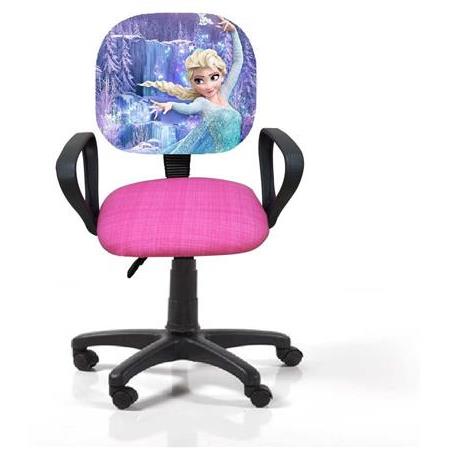 Karlar ülkesi Elsa Frozen Desenli Çocuk Odası Ders Çalışma Koltuğu Tekerlekli Amortisörlü Kumaş