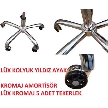 Kromaj Metal Yıldız Ayak Tekerlekli Amortisörlü Ofis Büro Çalışma koltuğu için nikelajlı Yedek Parça