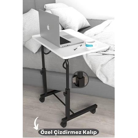 Eğim Yükseklik Ayarlı Laptop Sehpası Kahvaltı Ders Çalışma Bilgisayar Masası Metal Ayak Tekerlekli