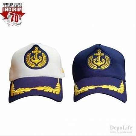 Denizci Kaptan Şapkası Çapalı Çarklı Dümenli Denizci Kaptan Şapkası Lüks Yetişkin Lacivert @depolife