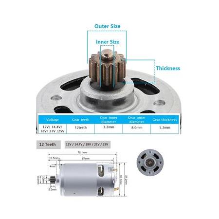 şarjlı Matkap motoru RS550 DC Motor 12V mikro Motor Akülü Matkap motoru 12 diş çarklı