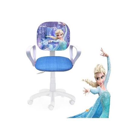 Çocuk Odası Ders Çalışma Ofis Koltuğu Öğrenci Sandalyesi Frozen Desen Beyaz Tekerlekli Yüksek ayarlı