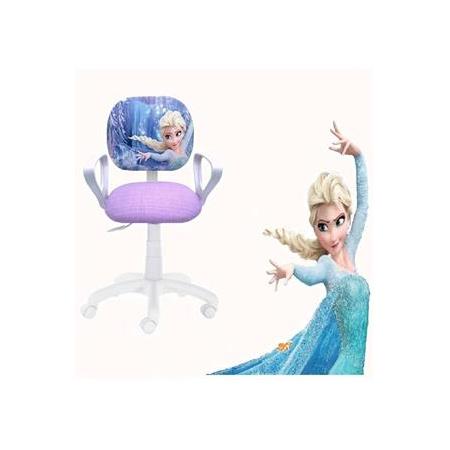 Çocuk Odası Ders Çalışma Ofis Koltuğu Öğrenci Sandalyesi Frozen Desen Beyaz Tekerlekli Yüksek ayarlı